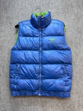 Adidas Originals Men’s S Blue Green Reversible Puffer Vest Trefoil